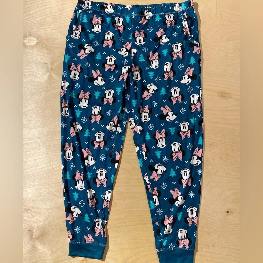 Disney Pajama Bottoms - Blue with Pink and White Minnie XL (16-18) (OQ)